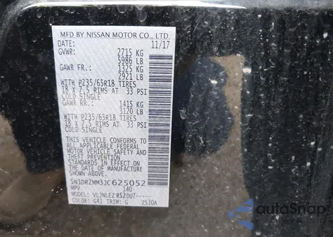 2018 Nissan Pathfinder Sv z USA, uszkodzony, nr VIN 5N1DR2MM3JC625052